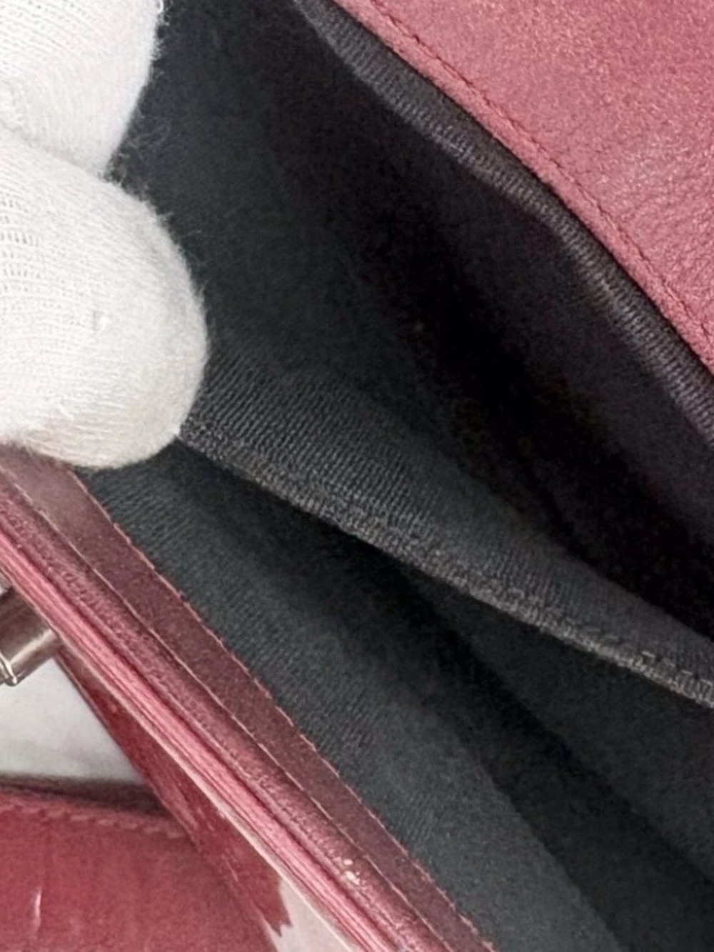 CHANEL Quilted Patent Leather Boy Flap Shoulder Bag in Deep Red - Picture 10 of 17
